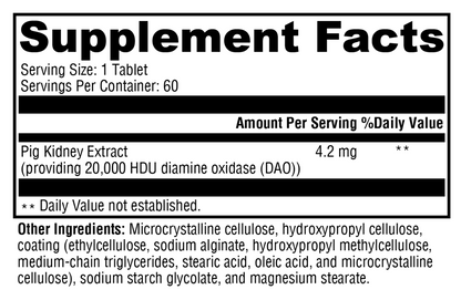 Supplement Facts for Hista-Digest