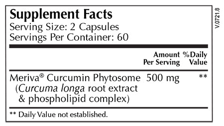 CurcuSelect supplement facts panel